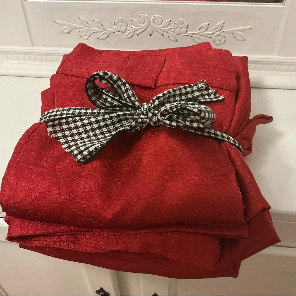Bundle of 4 Crimson Red Curtain Panels